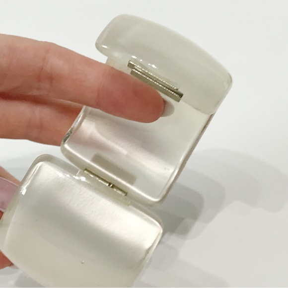 Vintage Pearl Thermoset Lucite Chunky Statement Clamper Bangle Bracelet Abstract - Picture 10 of 11